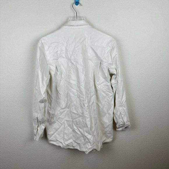 WeWoreWhat Vegan Leather Boyfriend Shirt in Ivory - Picture 10 of 10